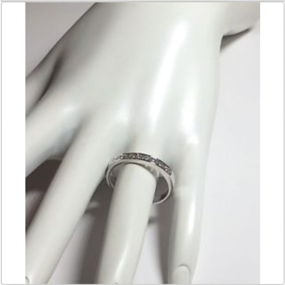 Silver Rhodium Anniversary Ring Eternity Size 10 - Picture 3 of 8